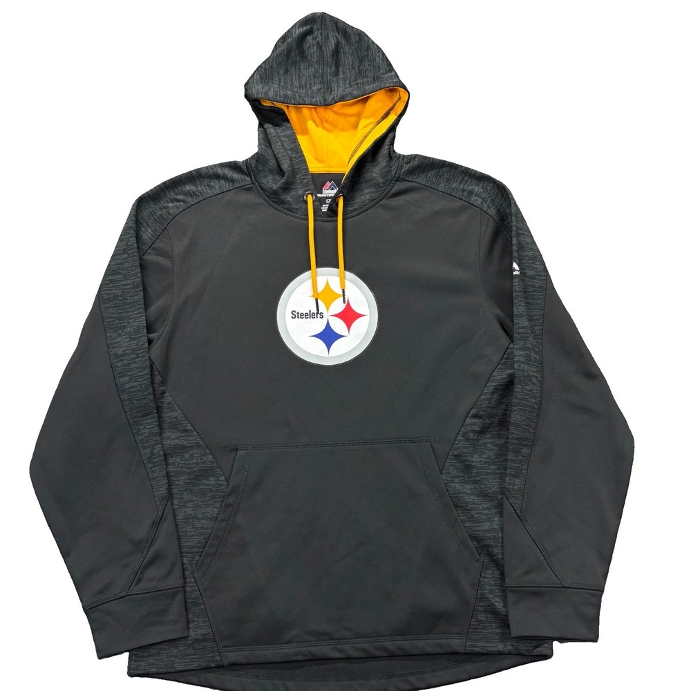 Pittsburgh Steelers Therma Base Hoodie Mens L Black Performance Pullover NFL